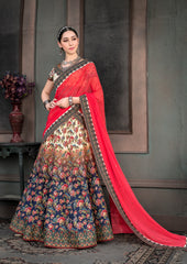 Floral Fantasy: A Lehenga with Digital Floral Prints for a royal Look