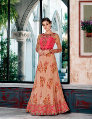 Floral Bliss: Chanderi Silk Lehenga Set with Embroidery Work