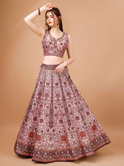 Crystal Canvas: Swarovski-Adorned Digital Print Lehenga