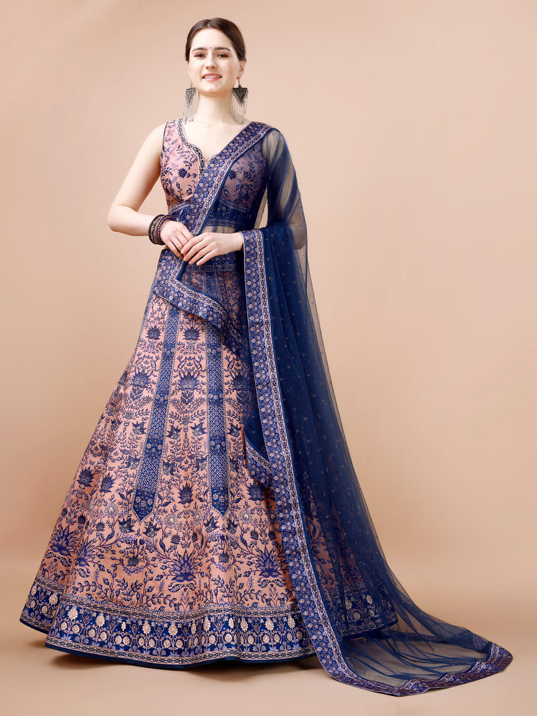 Crystal Dreams: Swarovski-Embroidered Digital Print Lehenga