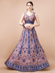 Crystal Dreams: Swarovski-Embroidered Digital Print Lehenga