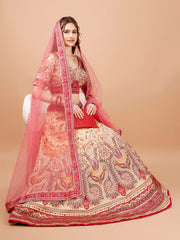 Enchanting Crystal Dreams: Swarovski-Adorned Digital Print Lehenga