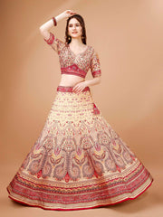 Enchanting Crystal Dreams: Swarovski-Adorned Digital Print Lehenga