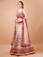 Crystal Elegance: Swarovski-Adorned Digital Print Lehenga