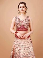 Crystal Elegance: Swarovski-Adorned Digital Print Lehenga