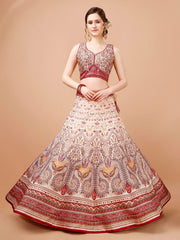 Crystal Elegance: Swarovski-Adorned Digital Print Lehenga