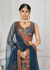 Crystal Elegance: Swarovski Embellished Digital Print Lehenga