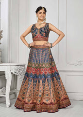 Crystal Elegance: Swarovski Embellished Digital Print Lehenga