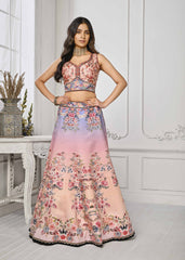 Glimmering Elegance: Swarovski Crystal Infused Digital Print Lehenga