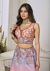 Glimmering Elegance: Swarovski Crystal Infused Digital Print Lehenga