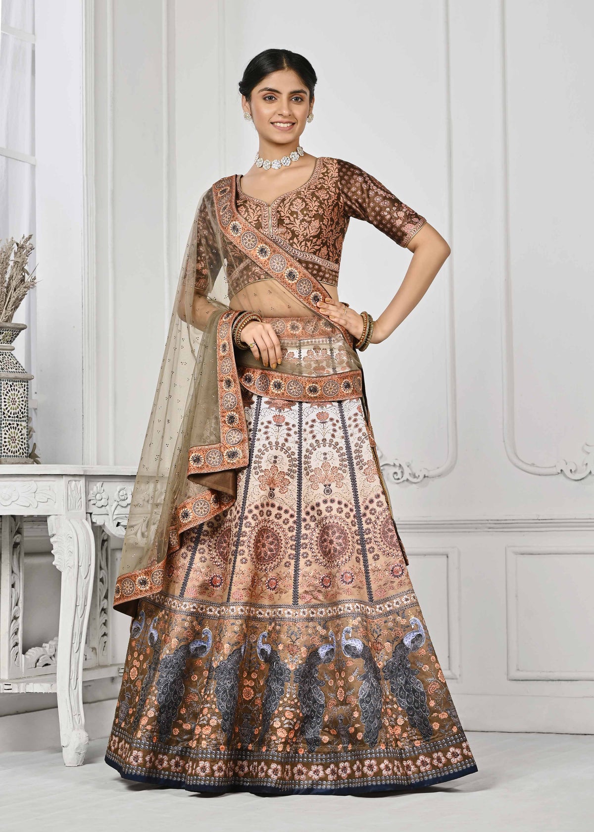 Dazzling Digital Dreams: Swarovski Crystal-Adorned Lehenga