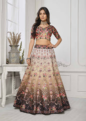 Crystal Elegance: Swarovski-Embellished Digital Print Lehenga