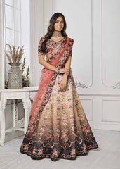 Crystal Elegance: Swarovski-Embellished Digital Print Lehenga