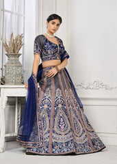 Crystal Cascade: Swarovski Embellished Digital Print Lehenga