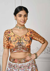 Crystal Dreams: Swarovski-Adorned Digital Print Lehenga