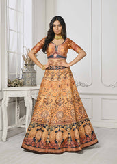 Crystal Elegance: Swarovski-Adorned Digital Print Lehenga