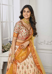 Gleaming Elegance: Swarovski Crystal Adorned Digital Print Lehenga