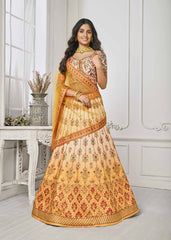 Gleaming Elegance: Swarovski Crystal Adorned Digital Print Lehenga