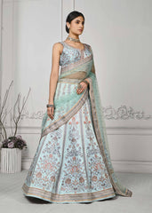 Crystal Cascade: Swarovski Embellished Digital Print Lehenga