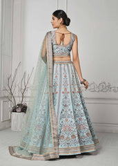 Crystal Cascade: Swarovski Embellished Digital Print Lehenga