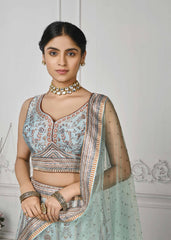 Crystal Cascade: Swarovski Embellished Digital Print Lehenga