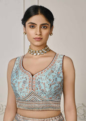 Crystal Cascade: Swarovski Embellished Digital Print Lehenga