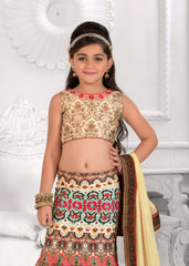 Enchanting Ensemble Khadi Mono Silk Lehenga for Kids.