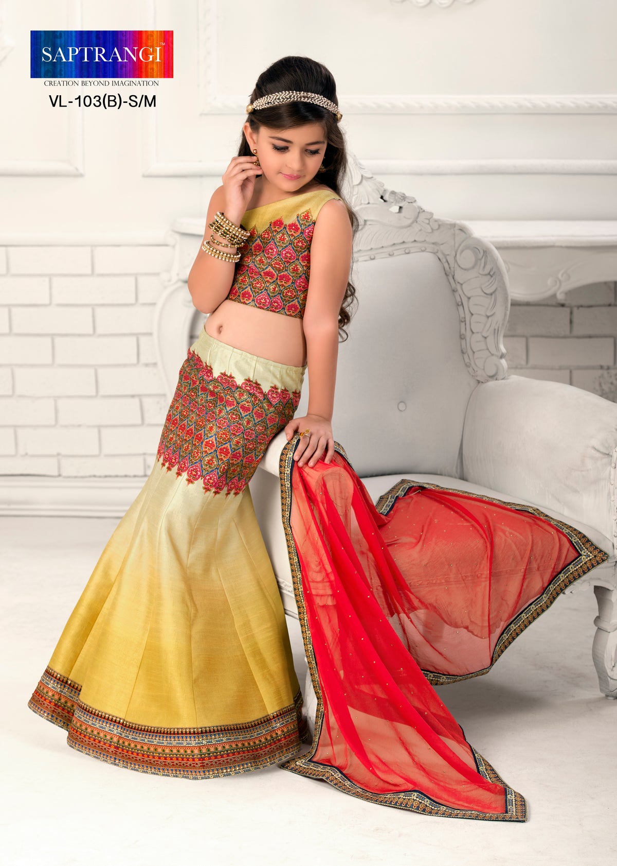 Twinkle Toes Khadi Mono Silk Kids Lehenga