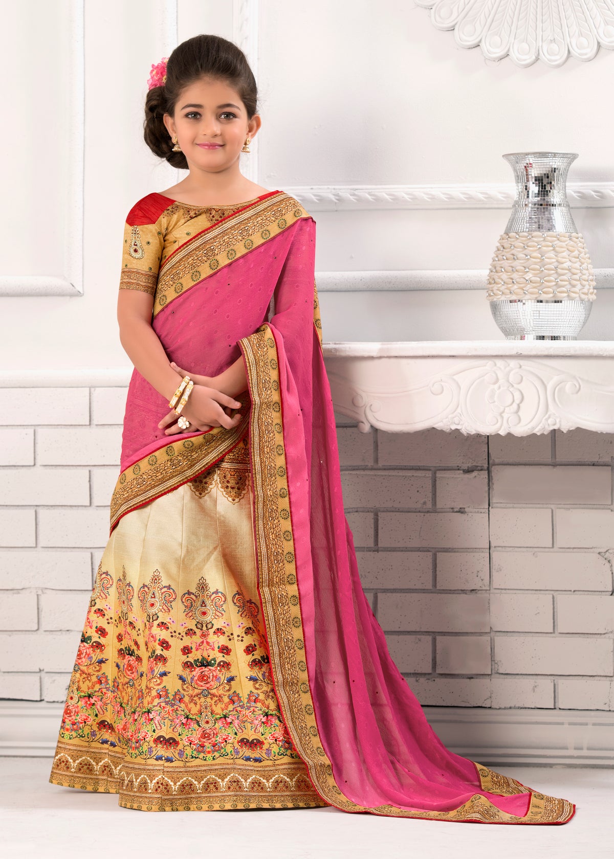 Twirling Twinkle Khadi Mono Silk Kids Lehenga.