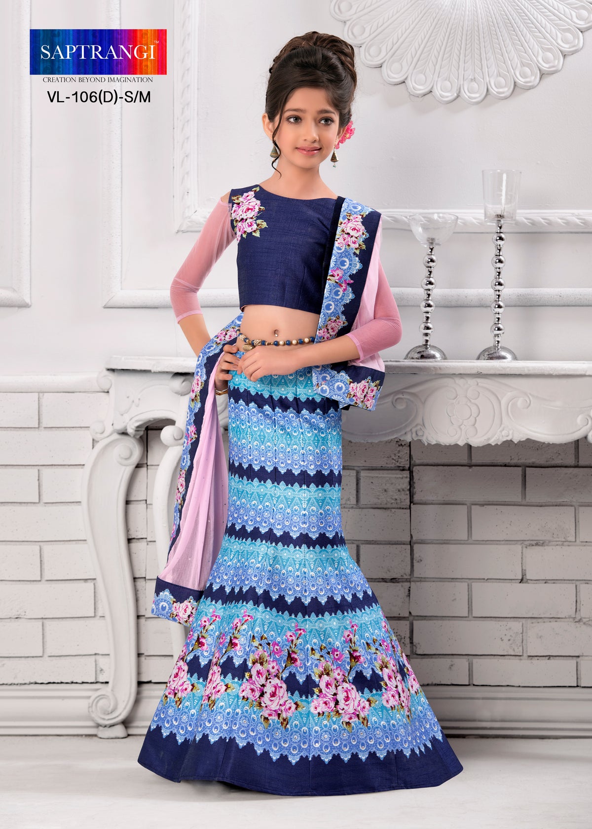 Festive Fun Khadi Mono Silk Lehenga for Kids