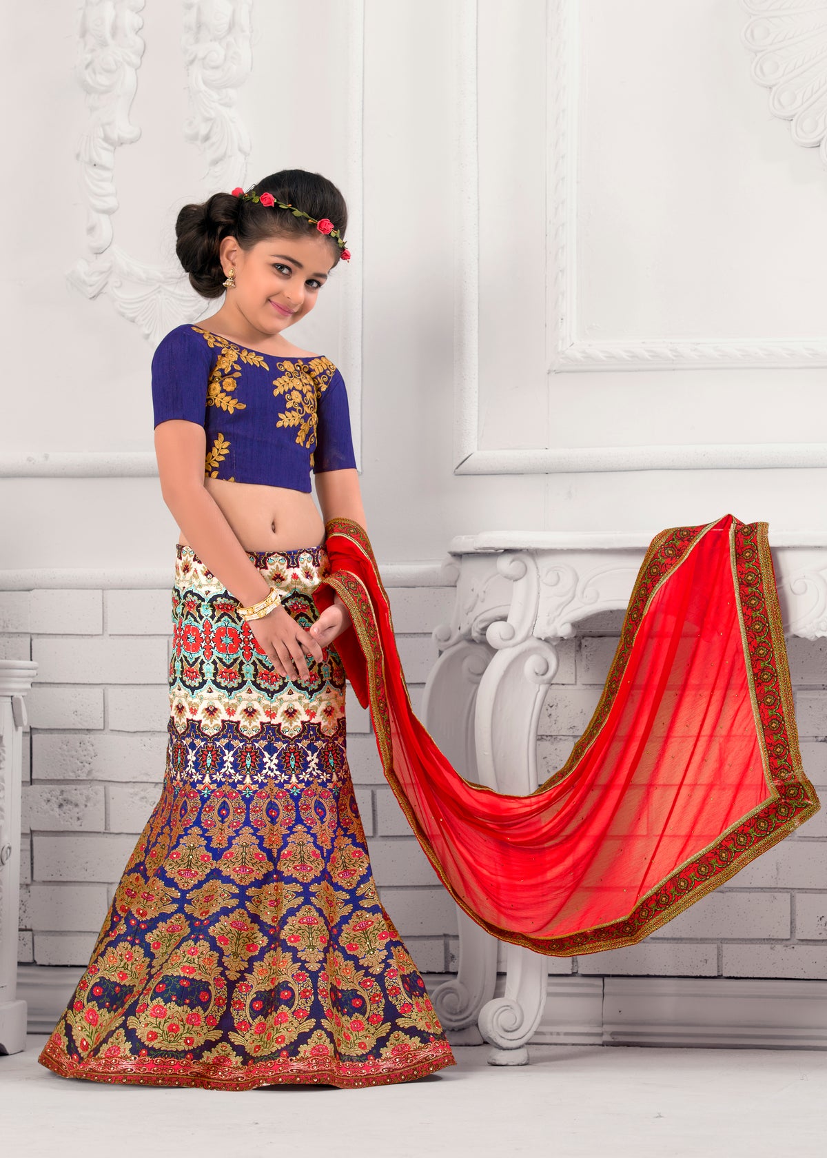 Fairy Tale Princess Khadi Mono Silk Kids Lehenga