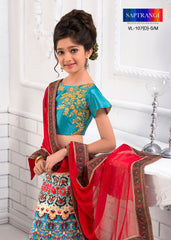 Playful Pastels Khadi Mono Silk Kids Lehenga