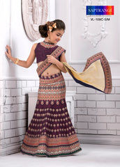 Graceful Twirl Kids Khadi Mono Silk Lehenga