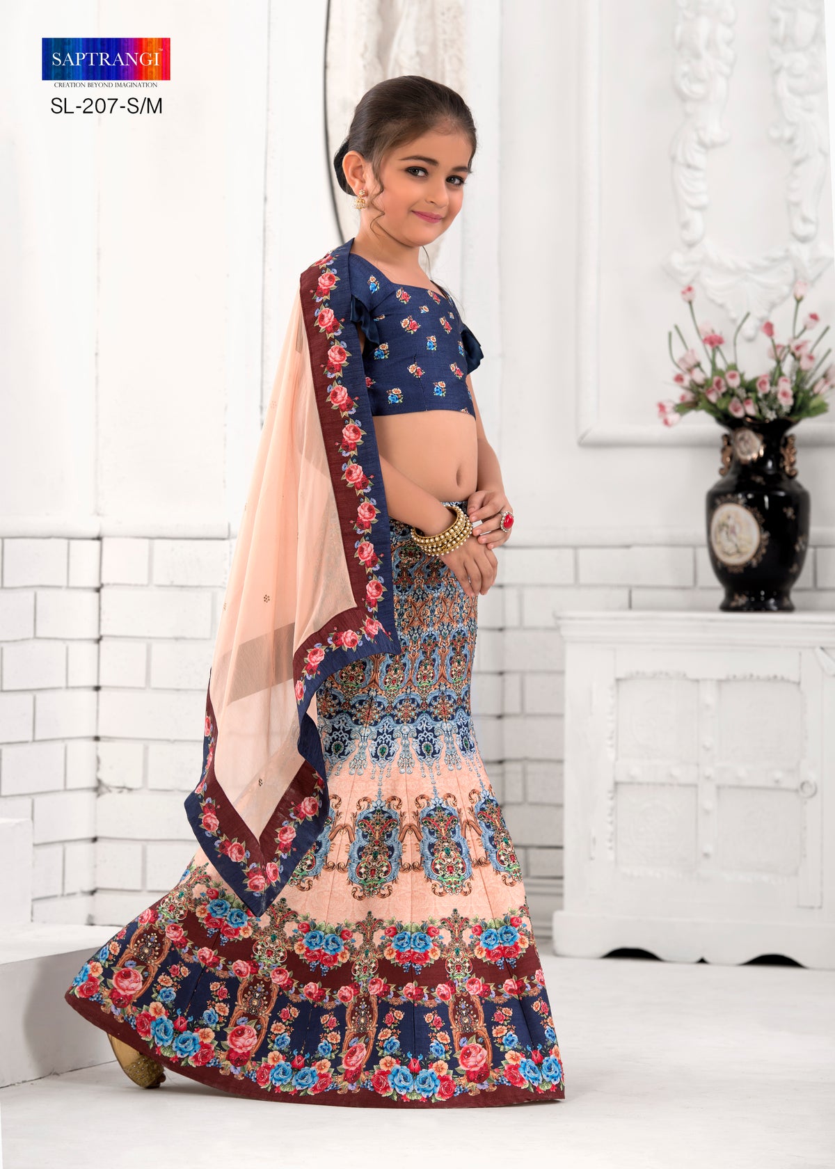 Festive Frolic Khadi Mono Silk Lehenga for Kids