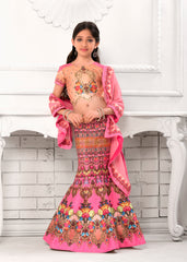 Graceful Blossom Khadi Mono Silk Lehenga for Girls