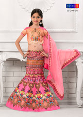 Graceful Blossom Khadi Mono Silk Lehenga for Girls