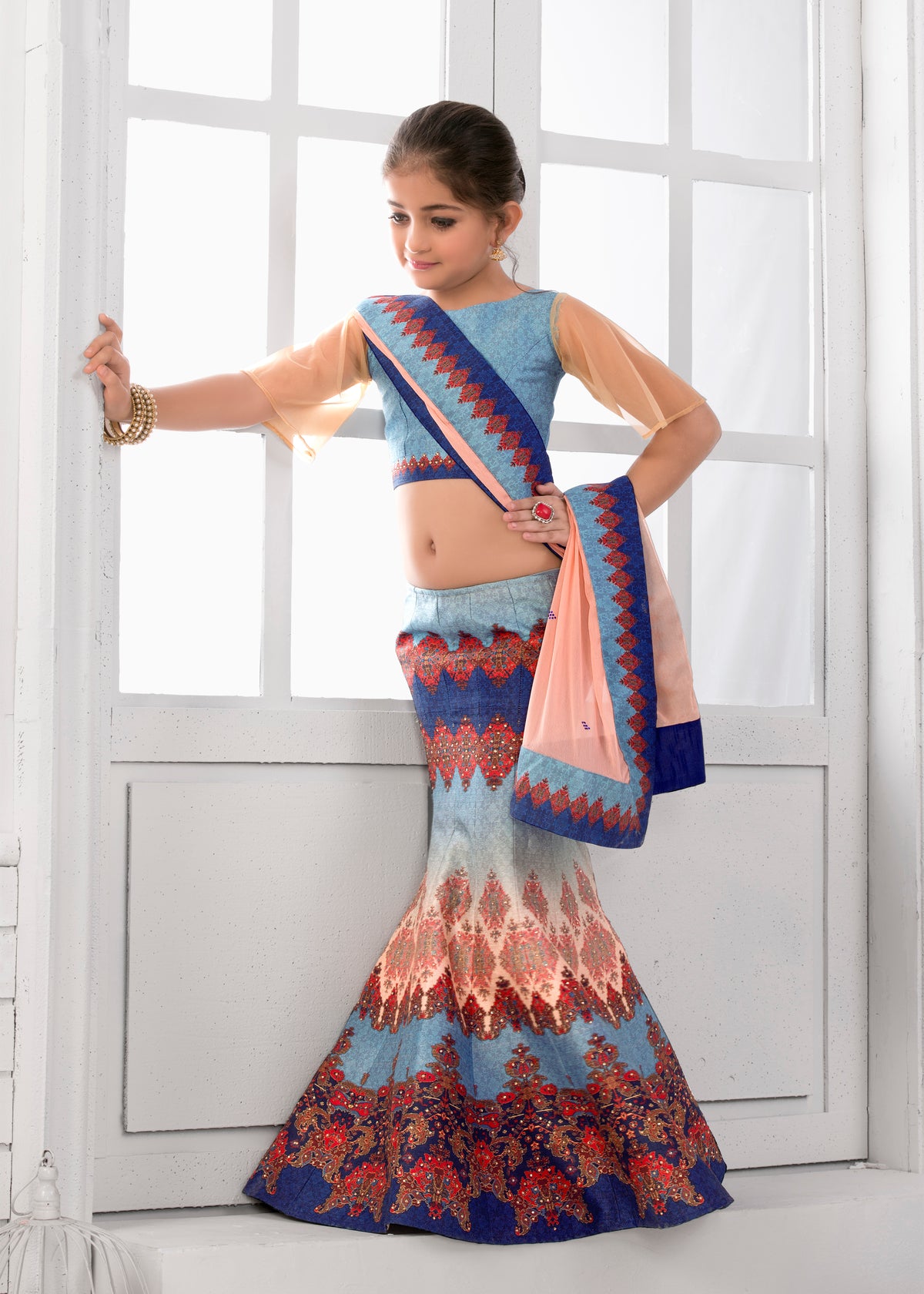 Playful Patterns Khadi Mono Silk Kids Lehenga