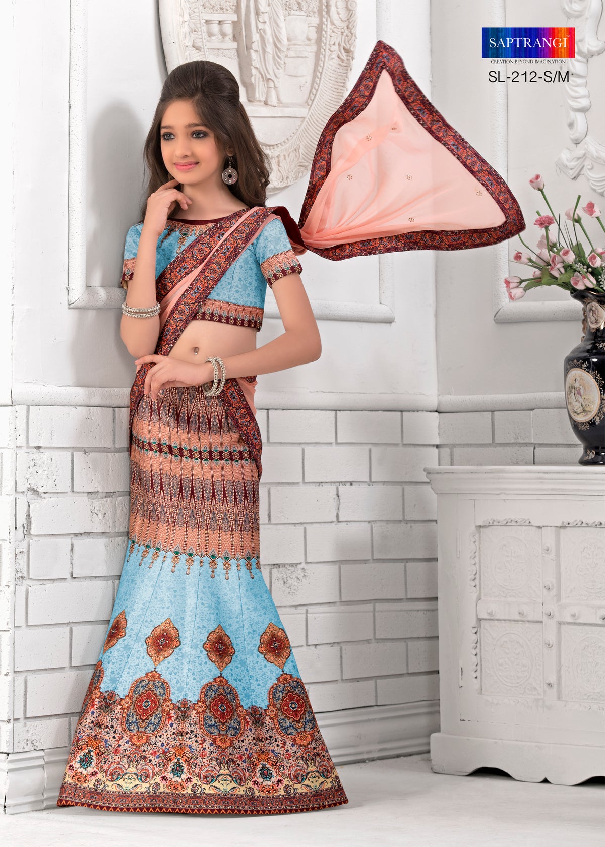 Radiant Charm Khadi Mono Silk Lehenga for Kids.