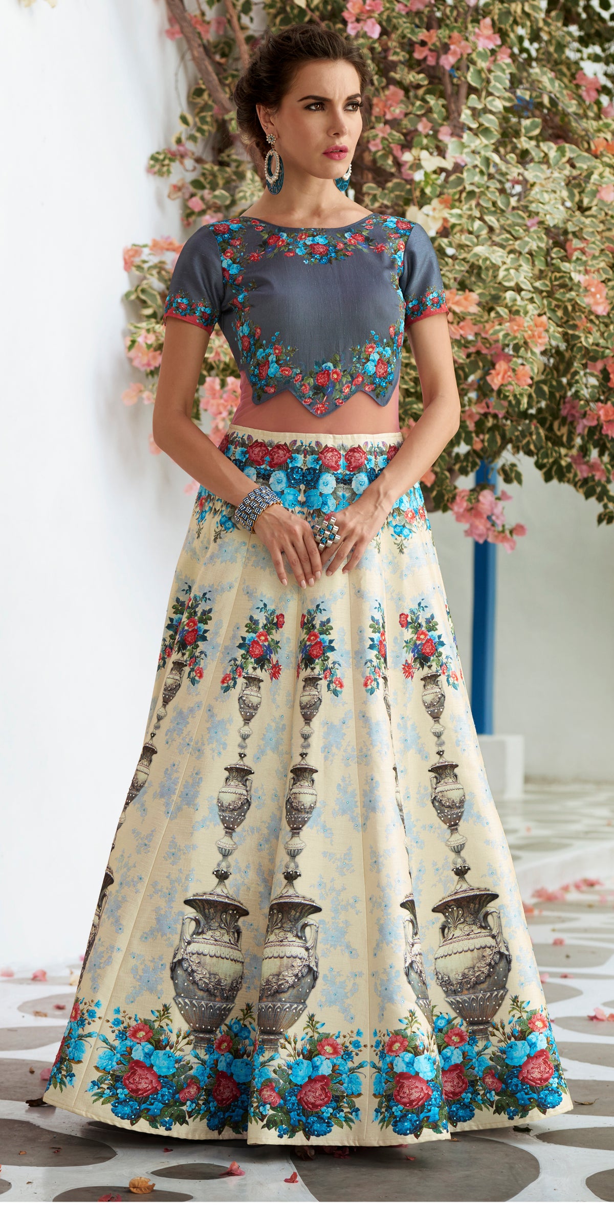 Technotic Beauty: A Long Gown with Digital Print