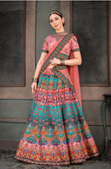 Enchanting Embellishment: Digital Print Lehenga with Intricate Embellished Work