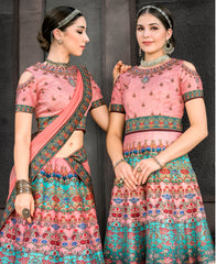 Enchanting Embellishment: Digital Print Lehenga with Intricate Embellished Work