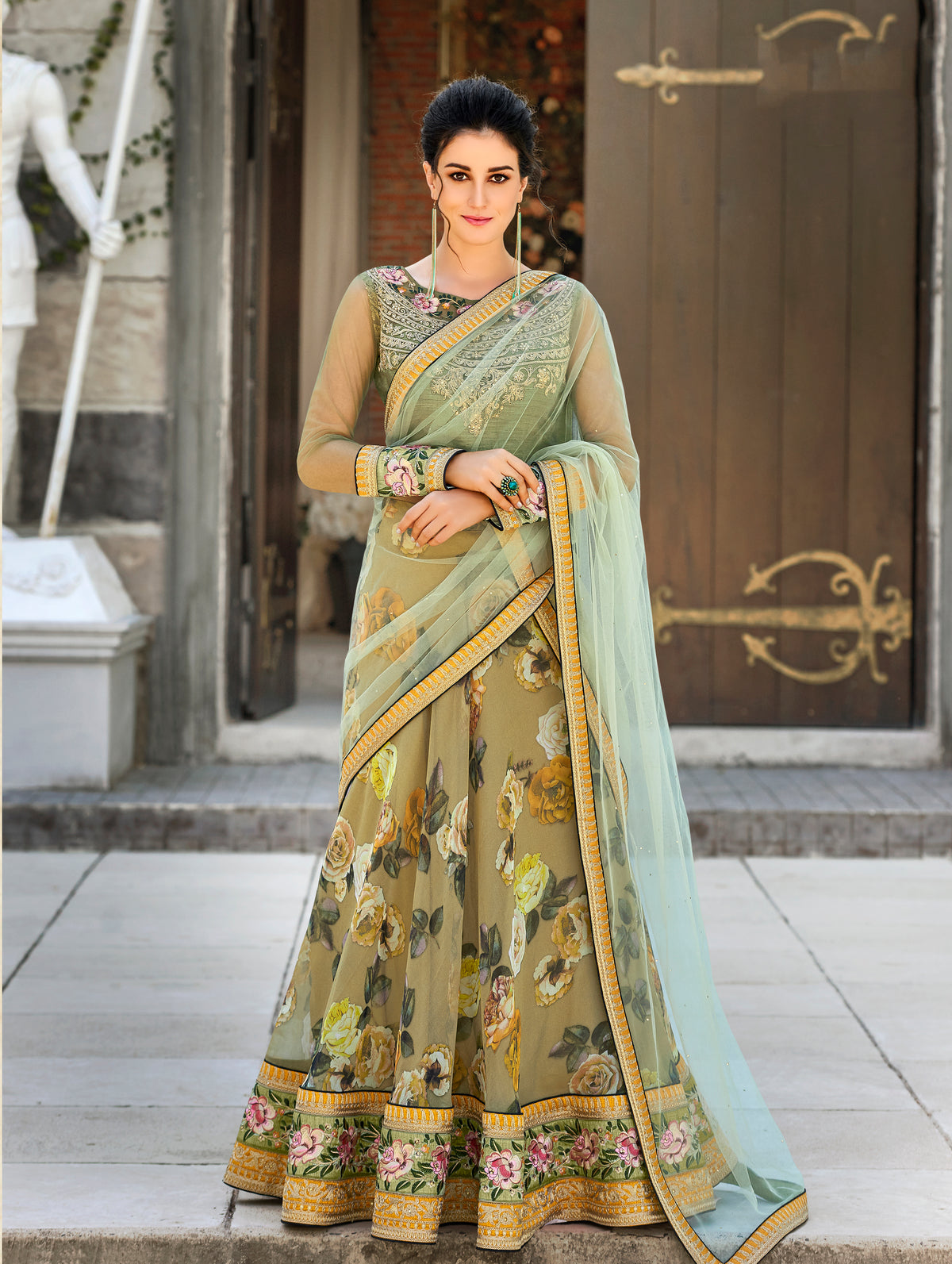 Pastel Perfection Organza Digital Print Lehenga